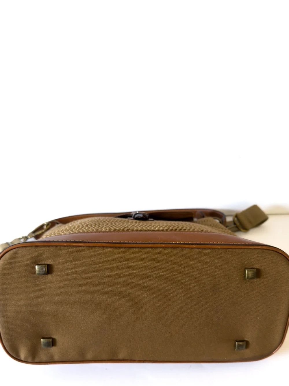 Eric Javitiz Squishee Bel Air Woven Straw Leather Trim Shoulder Bag Natural Tan
